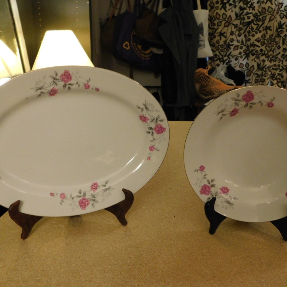 China Pink Roses Platter and Salad Bowl
